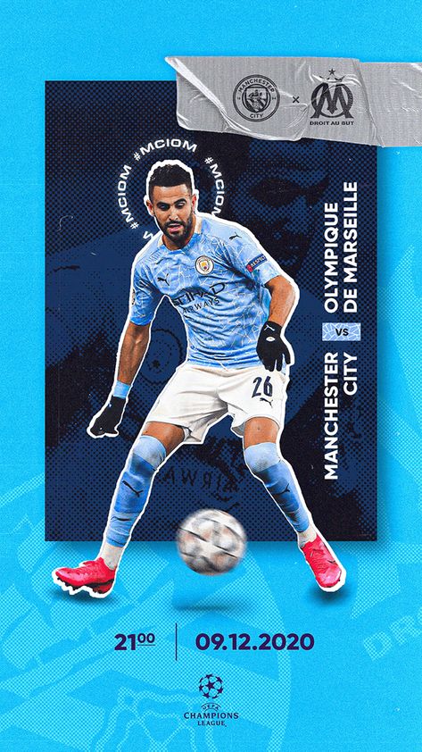 Olympique De Marseille, Riyad Mahrez, Football Artwork, Food Logo Design Inspiration, Sports Design Ideas, Adobe Photoshop Design, Stories Design, Graphic Design Brochure, Sports Design Inspiration