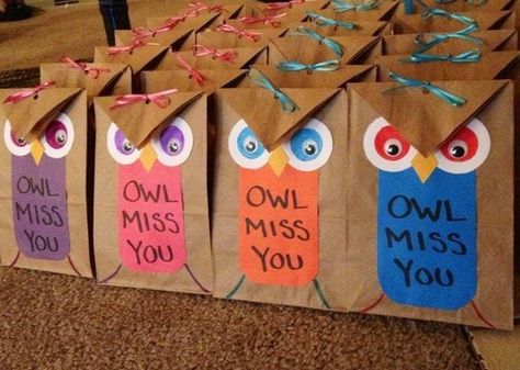 Owl Teacher Gifts, Owl Miss You, Owl Classroom, Pre K Graduation, Kids Work, Goodbye Gifts, Ge Bort, Preschool Graduation, Classroom Gifts