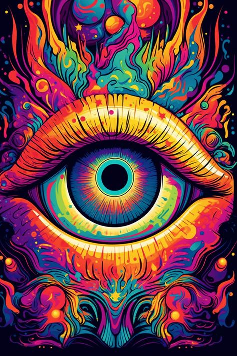 Digital Art Trippy, Cmyk Art Design, Trippy Moon Art, Trippy Anime Art, Eye Drawing Trippy, Trippy Bedroom Wall Art, Phsycadellic Art Trippy, Trippy Eye Art, Trippy Eye Painting