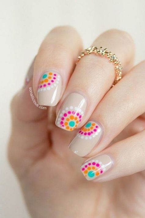 Looking for some cool and unique wedding nail-art inspo? We have curated a list of some gorgeous nail art designs for the Indian bride. From the shaadi-appropriate French tips with a twist, to the most whimsical way to add flowers to your mani, we have listed them all! Polka Dot Nail Art Designs, Nail Art Mariage, Dot Nail Art Designs, Polka Dot Nail Designs, Dot Nail Designs, Polka Dot Nail Art, Nail Design Video, Pretty Nail Colors, Dot Nail Art