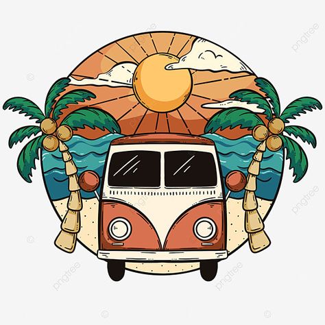 Cool Summer Drawings, Summer Mural Ideas, Summer Drawing Ideas Creative, Drawing Ideas Summer, Easy Summer Drawings, Camper Logo Design, Summer Drawings Easy, Summer Drawing Ideas, Vacation Drawing