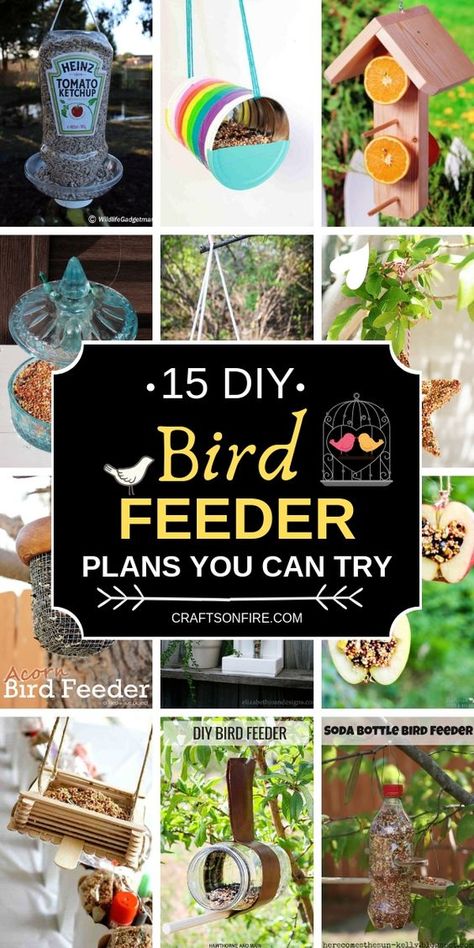 Bird Feeders For Kids To Make, Diy Bird Feeders, Garden Diy Furniture, Make A Bird Feeder, Bird Feeder Plans, Bird Feeder Craft, Easy Bird, Bird Feeding Station, Homemade Bird Feeders