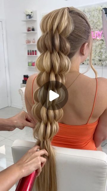 Braids For Sports Basketball, Braid Hairstyles For Athletes, Cute French Braid Ideas, How To Do Two Bubble Braids, Braid Ideas Tutorial, Banana Bushel Braid Tutorial, Fun Hair Tutorials, Long Hair Ideas Hairstyles Easy, School Spirit Hair Ideas