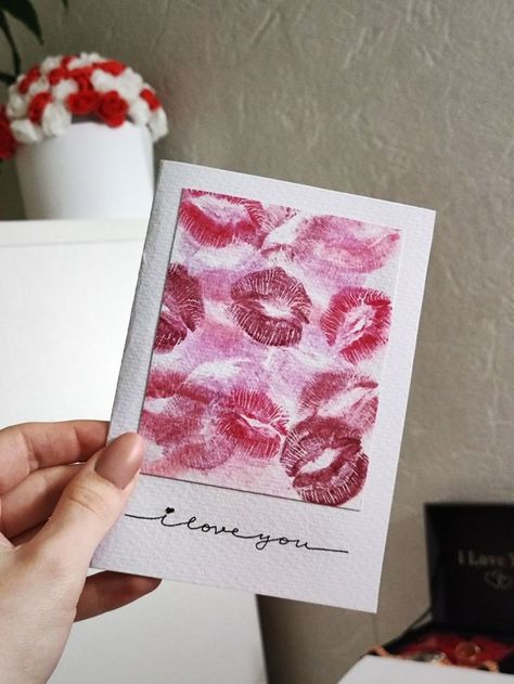 100 Valentine’s Day Gifts Under $25 That Say “I Love You” Without Emptying Your Wallet Card Ideas For Boyfriend Anniversaries, Lipstick Card For Bf, Kiss Card Lipstick For Boyfriend, Kisses Card For Bf, Homemade Gifts Aesthetic, Lipstick Marks On Boyfriend, Birthday Card For Bf, Homemade Cards For Boyfriend, Valentines Card For Boyfriend