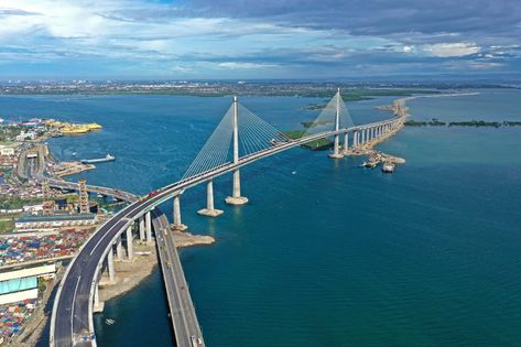 Amazing Cebu-Cordova Bridge Cebu Bridge, Cebu City Aesthetic, Cebu City Photography, Scotland Tourist Attractions, Photo Journaling, Mactan Island, Cable Stayed Bridge, Forth Bridge, Road Bridge