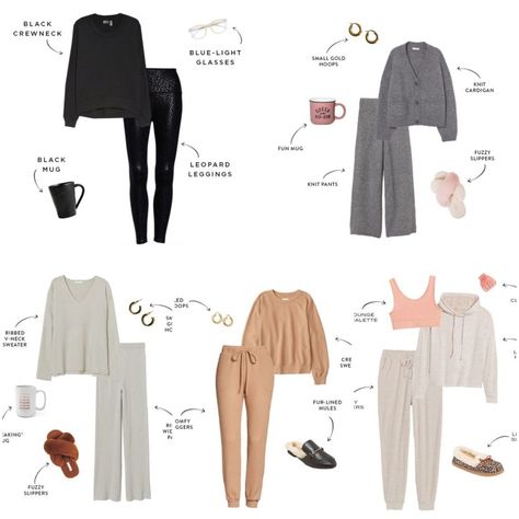 Comfy Outfit For Home, Cozy At Home Outfits Winter, Lounge Wear Work From Home, Workout Clothes Capsule Wardrobe, Winter Wfh Outfit, Minimalist Comfy Outfit, Outfits For Home Comfy, Home Clothes Women Comfy, Work From Home Loungewear