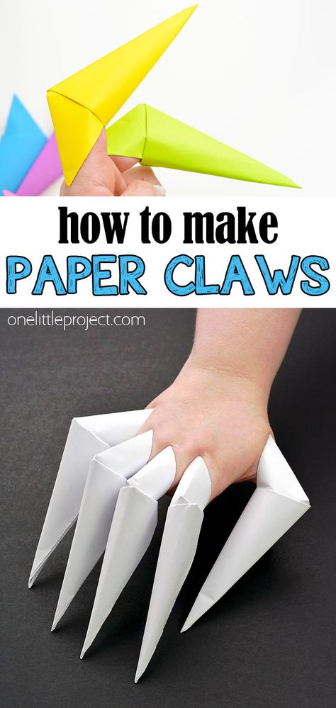 Photo of paper claws Claw Origami Tutorial, Arts And Crafts For Afterschoolers, How To Make A Paper Claws, Crafts With Photo Paper, Wolf Craft Ideas, Kazoo Craft For Kids, Paper Claws How To Make, Easy Printable Crafts, Easy Crafts For Gifts