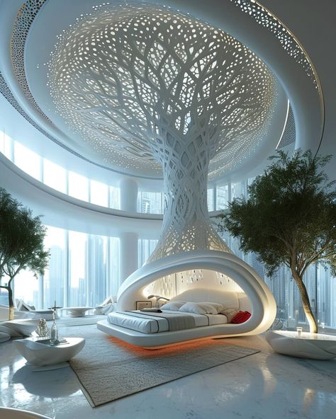 Futuristic House Design, Futuristic Room, زها حديد, Futuristic Bedroom, Futuristic House, Futuristic Home, Luxury House Interior Design, Futuristic Interior, Mansion Interior