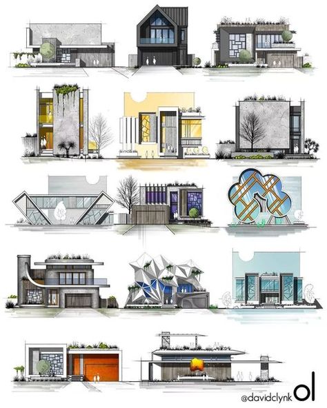 Architecture Concept Drawings House, Facade Ideas House, Architectural Facades Design Ideas, New Architecture Design, Crazy Architecture Design, Architectural Elevation Drawing, Elevation Ideas Architecture, Architectural Facade Design, Modern Facade Design Architecture