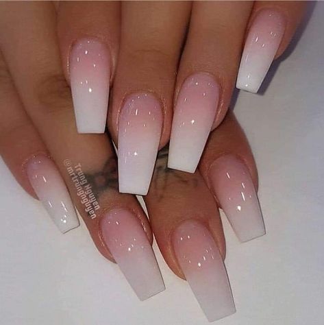 Pink Ombre Nails, Ombre Nail, Ombre Acrylic Nails, White Acrylic Nails, Ombre Nail Designs, French Nail, Acrylic Nails Coffin Pink, Ballerina Nails, Acrylic Nails Coffin Short