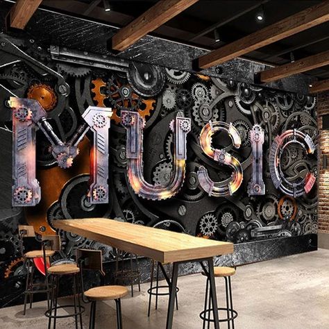 Music Restaurant, Music Room Design, Wall Painting Living Room, Poster Decoration, 3d Wallpaper Mural, Mural 3d, Photo Mural, Tv In Bedroom, Large Wallpaper