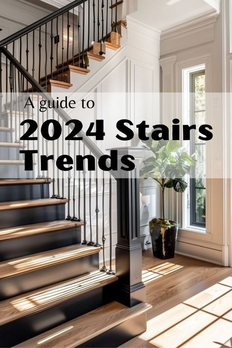 Staircases are tricky spaces with the mix of railings, posts and the staircase. Read this for all the considerations of a stairway Modern Rails For Stairs, Tiles On Staircase, Update Staircase Banisters, Flooring And Stairs Ideas, No Banister Stairs, Spiral Staircase Makeover, Interior Stairs Railing Ideas, Staircase Front View, White And Wood Stair Railing