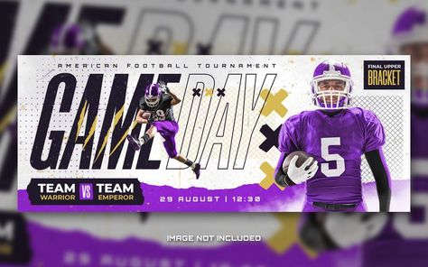 American Football sports match day banner flyer for social media post Game Day Banner, Sports Day Banner, Gym Banner, Instagram Graphic Design, Ad Sports, Football Banner, Banner Design Layout, Banner Online, Graphic Design Styles