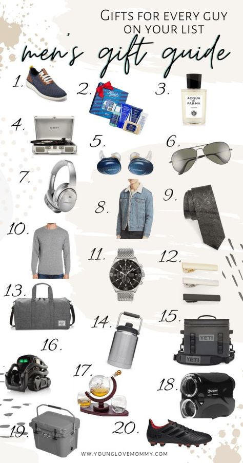 Top Gift Ideas for Men at any age and budget. This men's gift guide features gifts for dads, spouses, brothers, uncles and male friends at all price points. Men Gifts Birthday, Gifts For A Guy Friend Birthday, Unique Gift Ideas For Friends, Cute Gifts For Brothers Birthday, Gifting Ideas For Men, Gift Sets For Men Ideas, Best Men Gifts, Birthday Gifts For A Male Best Friend, Men’s Gift Box Ideas