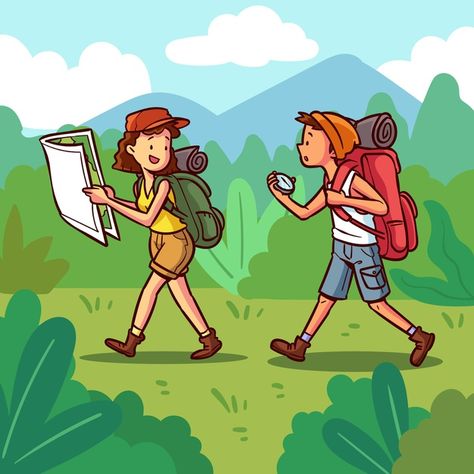 Trekking Illustration, Adventure Room, English Projects, Story Drawing, Sunday School Crafts For Kids, Adventure Tourism, Nostalgic Art, Travel Drawing, Map Travel