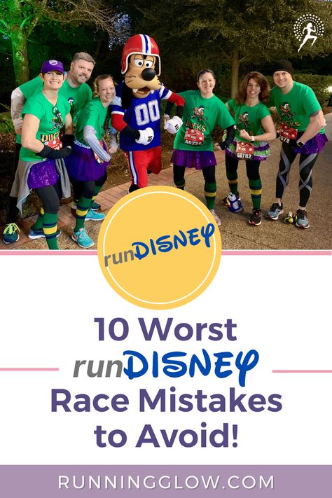 Hey runDisney lovers! Avoid these 10 worst runDisney race mistakes to ensure you truly enjoy your race at the Happiest Place on Earth. Newbie, or experienced runner! Rundisney Packing List, Run Disney Outfits Couples, Run Disney Couples Costumes, Rundisney Costume Ideas, Disney Race Outfits, Run Disney Princess Costumes, Run Disney Outfits, Disney Marathon Outfit, Rundisney Outfits