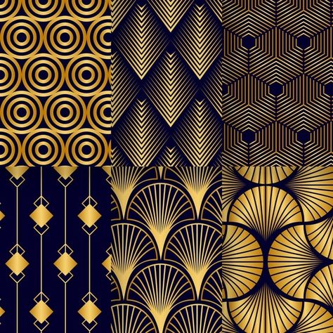 Collection of golden art deco patterns | Free Vector #Freepik #freevector #pattern #template #art #elegant Garland Illustration, Deco Violet, Gold Art Deco Pattern, Arte Art Deco, Art Deco Motifs, Motifs Art Nouveau, Template Art, Art Deco Ideas, Molduras Vintage