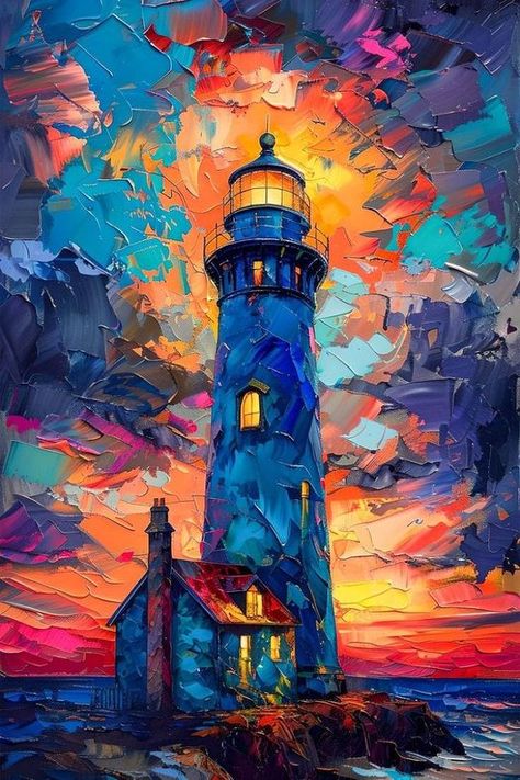 From Philip Reina Facebook page. Diy Canvas Art, Painting With Texture On Canvas, Lighthouse Painting, Lighthouse Art, Landscape Art Painting, Diy Canvas Art Painting, Art Inspiration Painting, Art Painting Acrylic, Canvas Art Painting