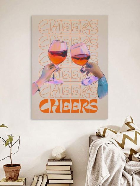 1 pc, Wine Glass Cheers Canvas Print, Wine Glass Wall Art, Clink Glass Art, Wine Glass Picture Poster Print, Home Decor Painting for Bedroom, Bar, Shop, Modern Wall Art, Creative Gifts,No Frame | SHEIN USA Cool Wall Art Living Room, Mancave Wall Art, Basement Bar Wall Art, Bar Cart Wall Art, Wine Glass Pictures, Art Du Vin, Trendy Wall Art Prints, Trending Wall Art, Wall Decor Dining Room