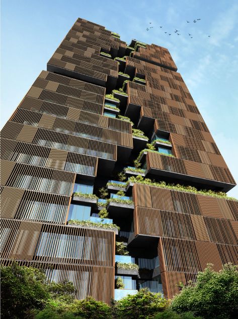 Office Building Architecture, Community Architecture, Sanjay Puri Architects, Sanjay Puri, Biophilic Architecture, Green Facade, Facade Architecture Design, Residential Building Design, Desain Lanskap