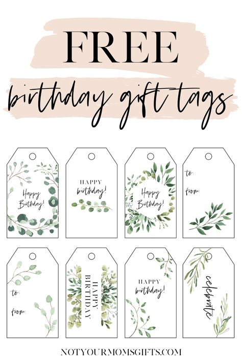 Handmade Tags Printable Free, Free Birthday Gift Tags, Gift Tag Template Free, Birthday Tags Printable, Birthday Gift Tags Printable, Free Birthday Gifts, Happy Birthday Tag, Gift Tags Birthday, Editable Gift Tags