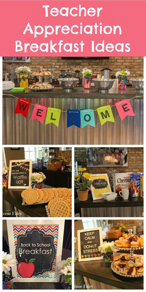 Teacher Appreciation Breakfast Ideas - 4 days of adorable, easy ideas! Appreciation Breakfast Ideas, Teacher Appreciation Breakfast, Welcome Back Teacher, Incentive Ideas, Teacher Appreciation Luncheon, Teacher Appreciation Themes, Sunshine Committee, Teacher Morale, Teacher Work