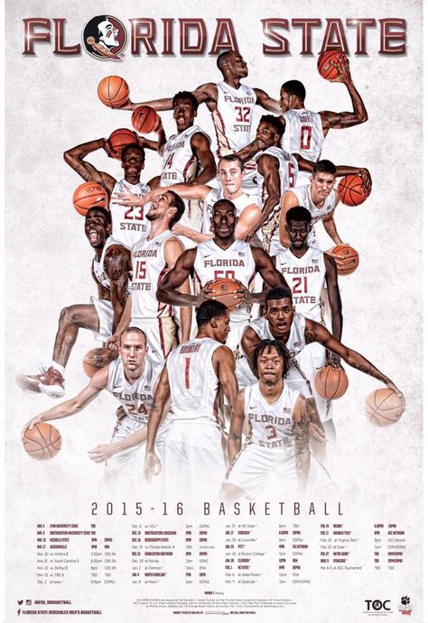 2015-16 Florida State Men's Basketball Poster Basketball Game Posters, Game Day Posters, Sports Party Games, Sport Art Projects, Sports Quotes Softball, Kids Sports Room, Game Posters, Basketball Poster, Recipes Using Cream