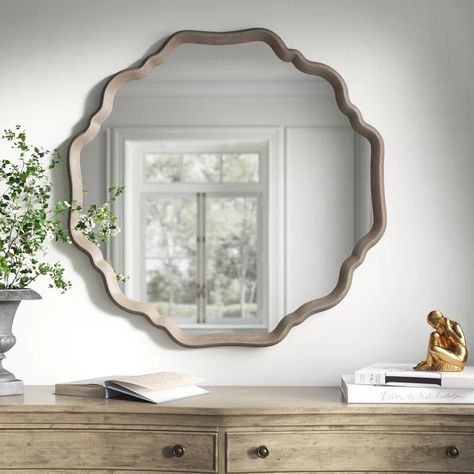 Kelly Clarkson Home Pauline Wall Mirror & Reviews | Wayfair Mirror Resin, Mirror Images, Distressed Walls, Beach Bathroom, Full Length Mirror Wall, Kelly Clarkson Home, Pink Painting, Wood Wall Mirror, Accent Mirror