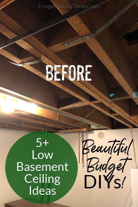 Under Basement Steps Storage Ideas, What To Do With Vaulted Ceilings, Rehab Home Ideas, Living In Unfinished Basement, Unfinished Basement Ideas Low Ceiling, Covering Insulation In Basement, Dark Wainscoting Basement, Open Ceiling Design Home, How To Cover Unfinished Basement Walls