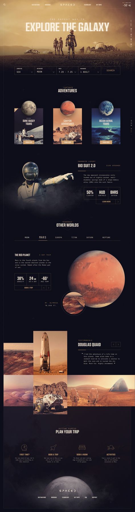 Space Website Design Inspiration, Website Categories Design, Space Theme Website, Galaxy Website Design, Cinematic Website Design, Science Website Design, Space Website Design, Space Websites, Dark Website Design