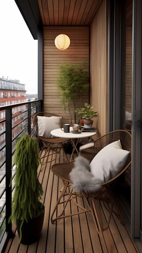 Optimize your small apartment patio with small apartment patio design inspirations. Explore budget-friendly decor ideas for a stylish and inviting outdoor haven. Long Narrow Balcony Ideas Apartment, Japandi Balcony Design, Modern Balcony Furniture, Balcon Mic, Small Apartment Patio, Condo Balcony, Balkon Decor, Tiny Balcony, Balcony Design Ideas