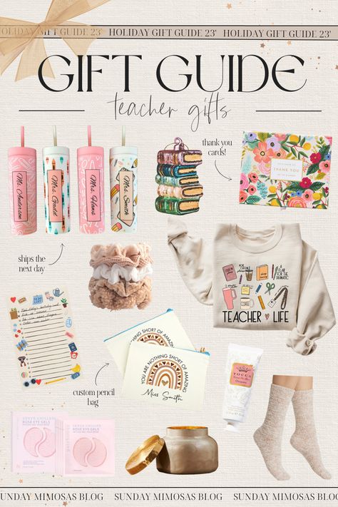 Are you looking for inexpensiveChristmas gifts for teachers!? Here are our favorite practical and sentimental gift ideas that your favorite teacher will love! These personalized teacher tumblers are so cute, and this box of thank you cards is perfect for her classroom! You also can't go wrong with some fuzzy socks and hand cream. Check out all our teacher gift ideas for Christmas here! Teacher Gift Ideas For Christmas, Teachers Christmas Gifts, Sentimental Gift Ideas, Teacher Tumblers, Teacher Gift Guide, Best Teacher Gift, Gift Ideas For Christmas, Teacher Gift Ideas, Best Teacher Gifts