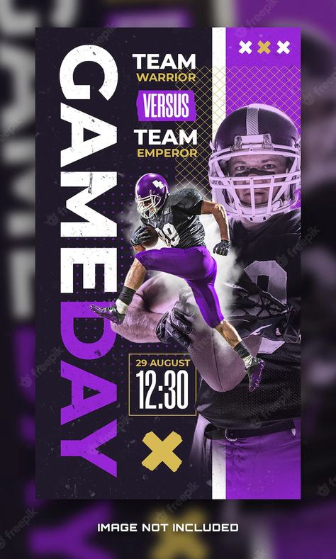 Football Game Flyer Design, Game Day Post, Game Day Flyer, Game Day Banner, Sports Day Banner, Game Day Graphics, Sport Bar Design, Sports Banners, Sport Flyer