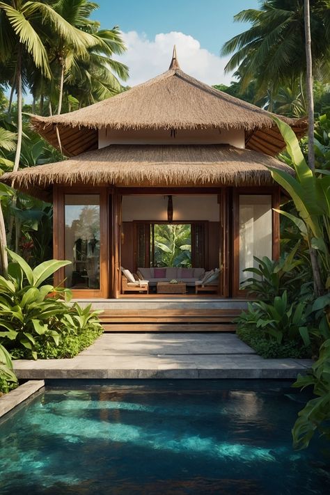 Thinking of turning your place into a Balinese paradise? 🌴✨ Check out our latest blog on creating the most fantastic tropical Bali-style villa at home. Who needs a vacation when you can bring paradise to your doorstep? #HomeDesign #BaliStyle Bali, Goa, Beach Villa, Bali Beach House, Tropical Resort, Tropical Beach Houses, Bali Resort, Bali House, Bali Style Home