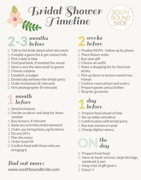 How to Plan the Perfect Bridal Shower (With Timeline) Bridal Shower Timeline, Bridal Shower Checklist, Wedding Checklist Timeline, Wedding Checklist Printable, Bridal Shower Inspo, Bridal Shower Planning, Checklist Printable, Printable Bridal Shower Games, Bridal Shower Diy