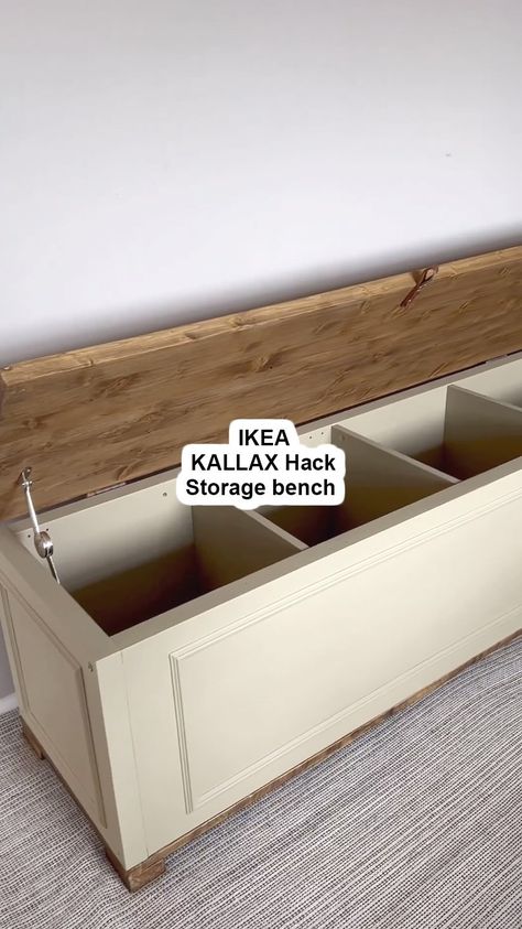 🌟 DIY IKEA Kallax Storage Bench 🌟 Looking to give your plain white furniture a trendy new look? Think outside the box and steal this… | Instagram Banco Ikea, Ikea Kallax Storage, Ikea Hack Bench, Kallax Storage, Diy Banquette, Ikea Decor Hack, Ikea Bench, Diy Bench Seat, Ikea Dining