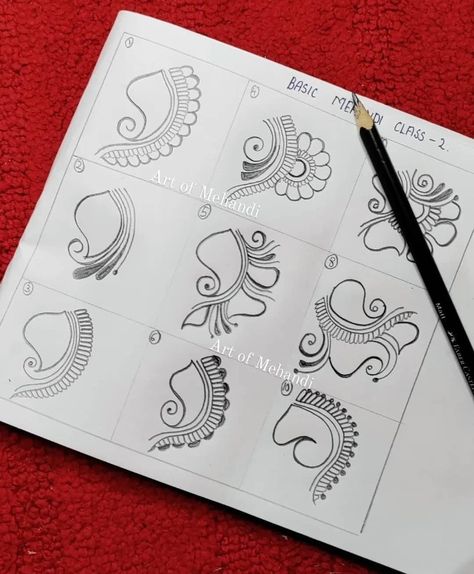 Mandalas, Mehndi Design Classes, Easy Mehendi Designs Step By Step, Basic Heena Design, Mehndi Basics How To Draw, Mehndi Designs For Practice On Paper, Mehendi Drawing On Paper, Mahendi Class For Beginners, Mehndi Design Drawing