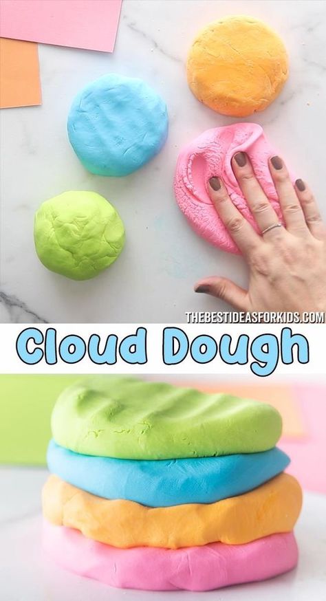 MAIZENA Y ACONDICIONADOR No Cook Playdough, Cloud Dough Recipes, Cooked Playdough, Aktiviti Kanak-kanak, Cloud Dough, No Cook, Diy Crafts For Girls, Homemade Dough, Playdough Recipe