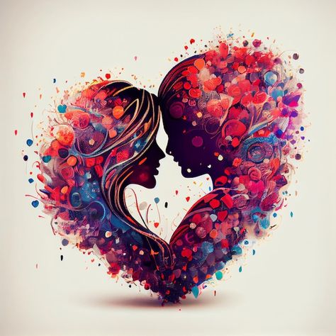 Photo cute couple in love with hearts va... | Premium Photo #Freepik #photo #sweetheart #valentine-couple #romance #love-illustration Cute Love Photos Couple, Heart Love Images, Love Picture Art Couple, Heart Illustration Art Love, Dessin Love Couple, Lovely Couple Photography, Love Illustration Art Couple, Valentines Images Pictures, Love Romance Art