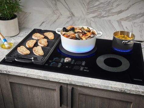 36" Induction Chef Collection Cooktop Cooktops and Hoods - NZ36M9880UB/AA | Samsung US Electric Cooktop Kitchen, Induction Cooktop Kitchen, Induction Cooktops, Induction Stove Top, Professional Cooking, Induction Cookware, Induction Stove, Induction Cooking, Glass Cooktop