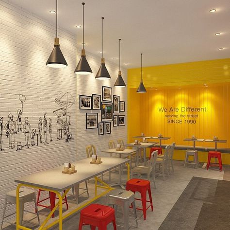 Canteen Ideas Interior Design, Pizza Shops Interior Design, Cute Small Cafe Ideas, Small Fastfood Design, Small Restaurant Design Interiors Simple, Cafe Interior Design Ideas Inspiration, Fastfood Interior Design Ideas, Fastfood Restaurant Interior, Pizza Cafe Interior Design