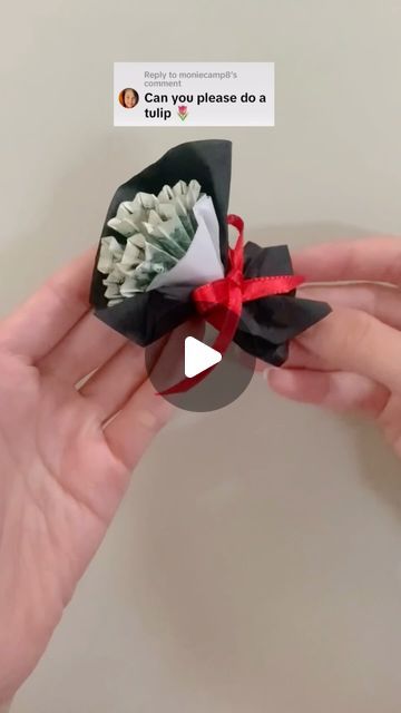 Valentina Balance on Instagram: "How to make a $1 mini bouquet of tulips with a single bill #diy #giftideas #love" Cute Mini Bouquet, How To Make A Small Bouquet, Money Gift For Wedding, Mini Gift Ideas For Him, Origami Out Of Money, Money Gifts Wedding, How To Make A Mini Bouquet, How To Make Small Bouquet, Small Graduation Bouquet