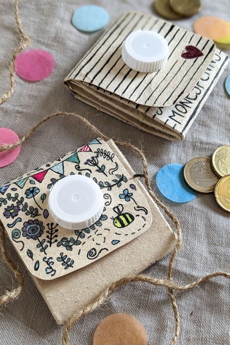 DIY - Tetrapack Portemonnaie basteln: Der Tetrapack Geldbeutel ist eine schöne Upcycling Idee, die sich auch gut mit Kindern basteln lässt. Der Milchtüten Geldbeutel lässt sich individuell bemalen und so ganz unterschiedlich gestalten. Tela, Cycle For Kids, Tetra Pak, Upcycling Diy, Diy Upcycling, Diy Upcycle, Recycled Projects, Diy Trends, Diy Recycle