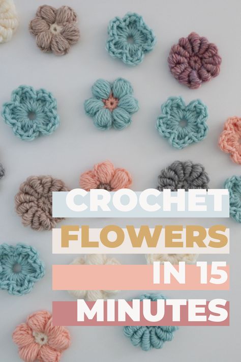 Crochet Flowers With Stems Free Pattern, How To Design A Crochet Pattern, Crochet Embroidery Flower, How To Connect Crochet Flowers, Easy Crochet Flowers Free Pattern, Embroidery Over Crochet, Crochet Flower Embellishment, Crochet Flat Flowers Free Pattern, Crochet Applique Flower Patterns Free