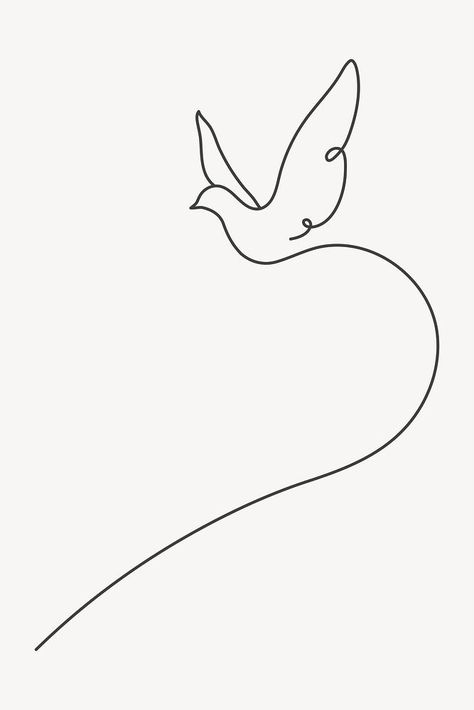 Dove Doodle Simple, Minimal One Line Art, Dove Bird Cartoon, Turtle Dove Drawing, Cute Animal Line Art, Birds Line Art, Dove Line Tattoo, Simple Dove Drawing, Line Art Design Illustration