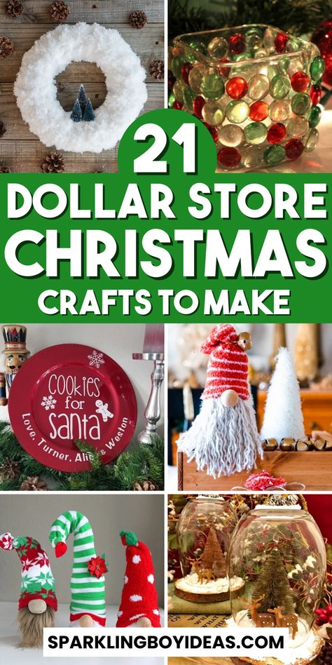 Get into the holiday spirit with these easy DIY dollar store Christmas crafts! Explore budget-friendly DIY holiday craft projects, from DIY Christmas ornaments to thrifty Christmas wreath ideas. Discover how to create beautiful cheap holiday decorations and handmade Christmas gifts on a budget. Learn the art of crafting with dollar store supplies, upcycling, and recycling to make creative DIY Christmas decorations. Don't miss out on these fantastic Christmas craft ideas. Natal, Cheap Handmade Christmas Gifts, Christmas Crafts Gifts For Adults, Diy Dollar Store Christmas Crafts, Cheap Christmas Diy Decorations, Christmas Dollar Store Crafts, Diy Christmas Ornaments Dollar Tree, Easy Holiday Crafts For Adults, Dollar Store Christmas Gifts Diy