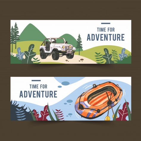 Adventure Banner Design, Art Banner Design, Human Trafficking Art, Camping Banner, Banner Art, Banner Illustration, Boat Illustration, Advanced Typography, Fotografi Kota