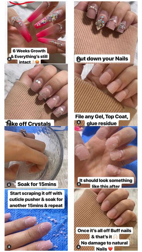 Soak Off Acrylic Nails, Take Off Acrylic Nails, Nail Growth Tips, Gel Nail Removal, Remove Acrylic Nails, Buff Nails, Nail Soak, Acrylic Nails At Home, Tongue Scraper