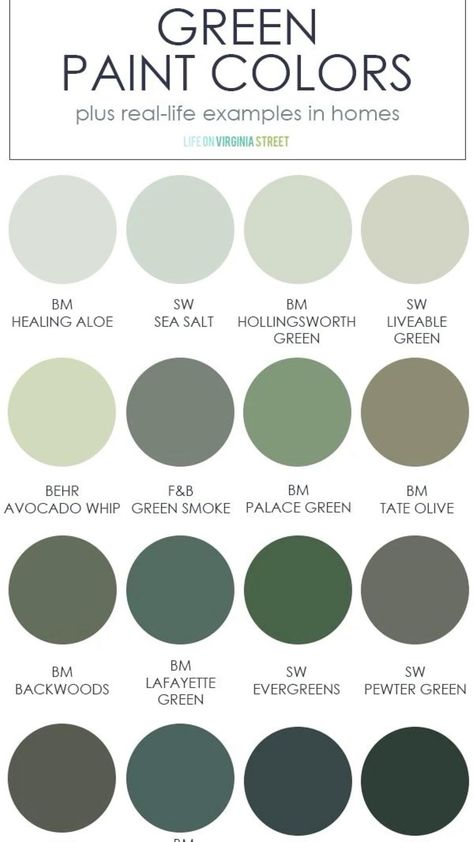 Lafayette green a possibility for cabinets Green Walls Brown Furniture, Cool Tone Green Color Palette, Green Bedroom Blue Accents, Dark And Light Green Bedroom, Wall Painting Color Ideas, Best Interior Green Paint Colors, Bm Farmhouse Paint Colors, Wall Light For Painting, Olive Color Paint