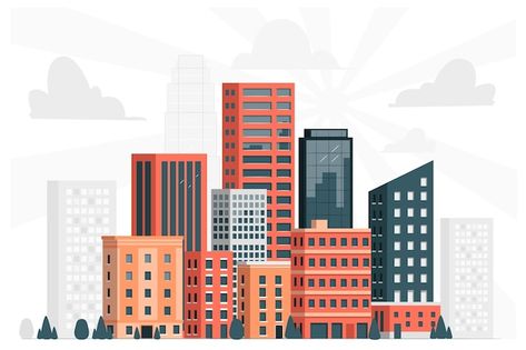 City skyline concept illustration | Free Vector #Freepik #freevector #building-illustration #flat-city #city-illustration #building-skyline Buildings Illustration Vector, Vector Building Illustration, Flat Illustration City, Building Illustration Vector, Buildings Illustration, Flat Building, Bank Illustration, City Vector Illustration, Urban Illustration